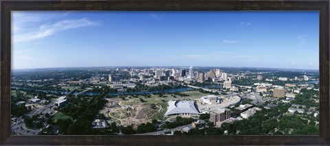 Framed Aerial view of a city, Austin, Travis County, Texas Print
