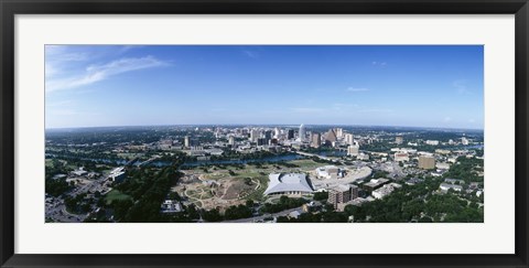 Framed Aerial view of a city, Austin, Travis County, Texas Print