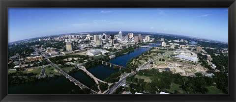 Framed Bird&#39;s Eye view of Austin,Texas Print