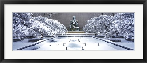 Framed Tourists in front of a fountain, Fountain of the Great Lakes, Art Institute of Chicago, Grant Park, Chicago, Illinois, USA Print