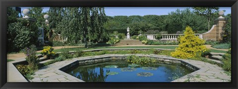 Framed Garden pond, English Walled Garden, Chicago Botanic Garden, Glencoe, Cook County Forest Preserves, Cook County, Illinois, USA Print