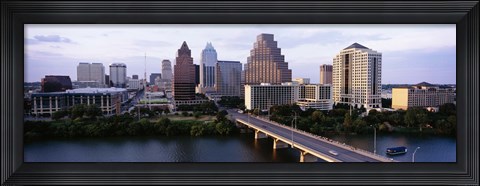 Framed High angle view of a boat in a reservoir, Lady Bird Lake, Colorado River, Austin, Travis County, Texas, USA Print