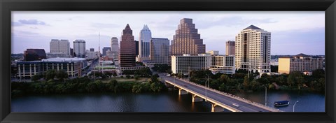 Framed High angle view of a boat in a reservoir, Lady Bird Lake, Colorado River, Austin, Travis County, Texas, USA Print