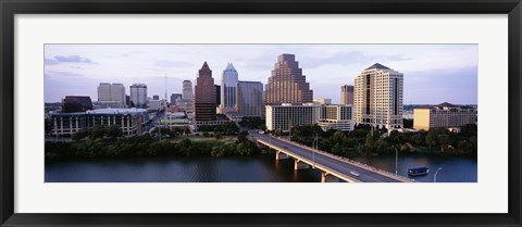 Framed High angle view of a boat in a reservoir, Lady Bird Lake, Colorado River, Austin, Travis County, Texas, USA Print