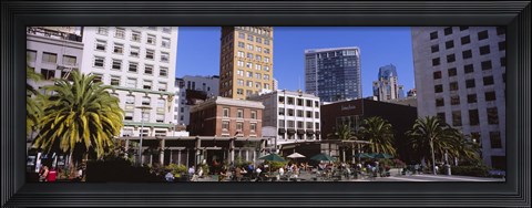 Framed Low angle view of buildings at a town square, Union Square, San Francisco, California, USA Print