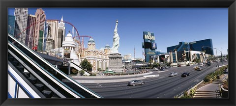 Framed Buildings in a city, New York New York Hotel, MGM Casino, The Strip, Las Vegas, Clark County, Nevada, USA Print