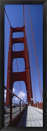 Framed Low angle view of a suspension bridge, Golden Gate Bridge, San Francisco, California, USA Print