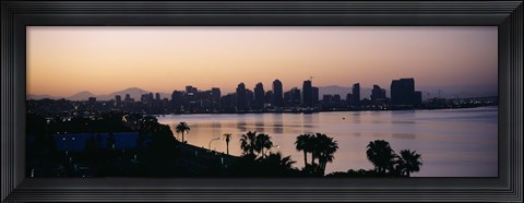 Framed Silhouette of buildings at the waterfront, San Diego, San Diego Bay, San Diego County, California, USA Print