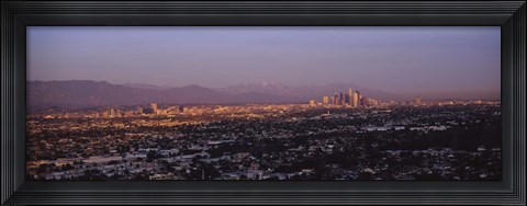 Framed Aerial view of Hollywood and San Gabriel Mountains Print