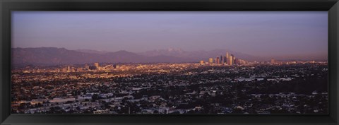 Framed Aerial view of Hollywood and San Gabriel Mountains Print