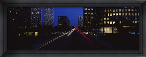 Framed Buildings lit up at night, Century City, Los Angeles, California, USA Print