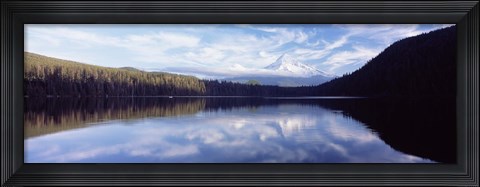 Framed Reflection of clouds in a lake, Mt Hood viewed from Lost Lake, Mt. Hood National Forest, Hood River County, Oregon, USA Print