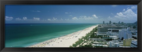 Framed City at the beachfront, South Beach, Miami Beach, Florida, USA Print