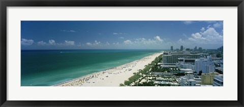 Framed City at the beachfront, South Beach, Miami Beach, Florida, USA Print