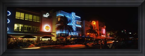 Framed Ocean Drive, South Beach, Miami Beach, Florida Print
