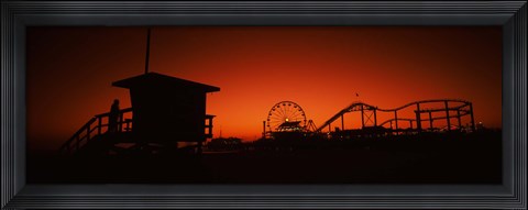 Framed Santa Monica Pier, Santa Monica Beach, Santa Monica, California, USA Print