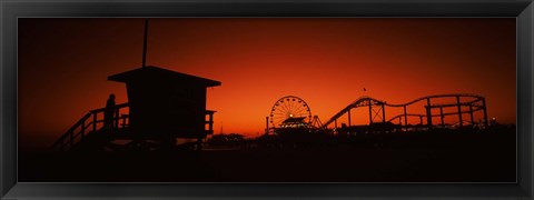 Framed Santa Monica Pier, Santa Monica Beach, Santa Monica, California, USA Print