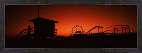 Framed Santa Monica Pier, Santa Monica Beach, Santa Monica, California, USA Print