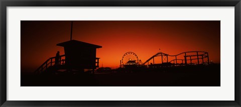 Framed Santa Monica Pier, Santa Monica Beach, Santa Monica, California, USA Print