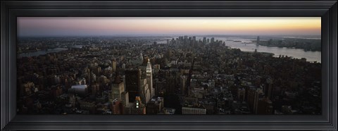 Framed Aerial view of a city, Lower Manhattan and Financial District, Manhattan, New York City, New York State, USA Print