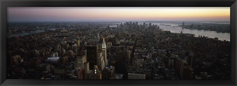 Framed Aerial view of a city, Lower Manhattan and Financial District, Manhattan, New York City, New York State, USA Print