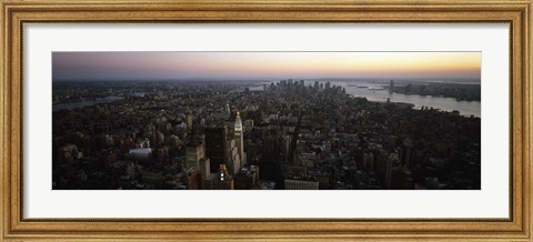Framed Aerial view of a city, Lower Manhattan and Financial District, Manhattan, New York City, New York State, USA Print