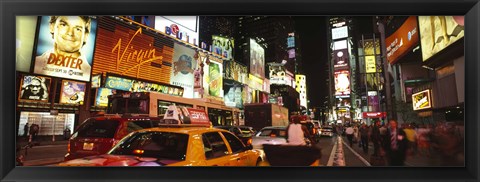 Framed Buildings lit up at night in a city, Broadway, Times Square, Midtown Manhattan, Manhattan, New York City, New York State, USA Print