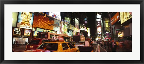 Framed Buildings lit up at night in a city, Broadway, Times Square, Midtown Manhattan, Manhattan, New York City, New York State, USA Print