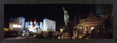 Framed Statue in front of a hotel, New York New York Hotel, Excalibur Hotel And Casino, The Las Vegas Strip, Las Vegas, Nevada, USA Print