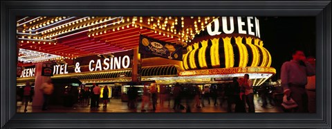 Framed Casino lit up at night, Four Queens, Fremont Street, Las Vegas, Clark County, Nevada, USA Print