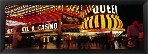 Framed Casino lit up at night, Four Queens, Fremont Street, Las Vegas, Clark County, Nevada, USA Print