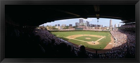 Framed High angle view of a baseball stadium, Wrigley Field, Chicago, Illinois, USA Print