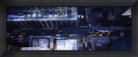 Framed Aerial view of vehicles on the road in a city, New York City Print