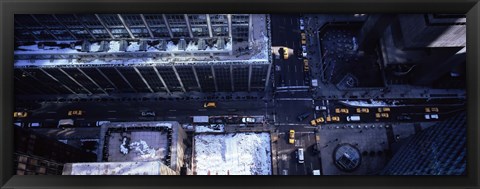 Framed Aerial view of vehicles on the road in a city, New York City Print