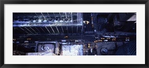 Framed Aerial view of vehicles on the road in a city, New York City Print