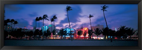 Framed Buildings lit up at dusk, Miami, Florida, USA Print