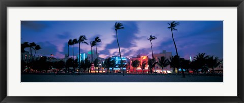 Framed Buildings lit up at dusk, Miami, Florida, USA Print