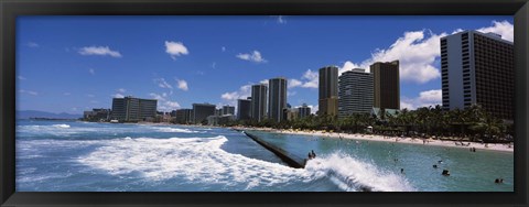 Framed Waikiki Beach, Honolulu, Oahu, Hawaii Print