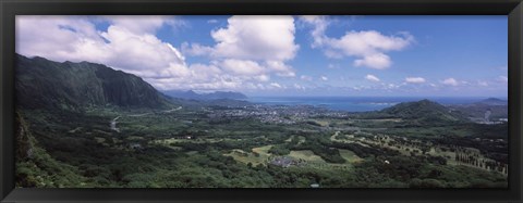 Framed High angle view of a landscape, Kaneohe, Oahu, Hawaii Print