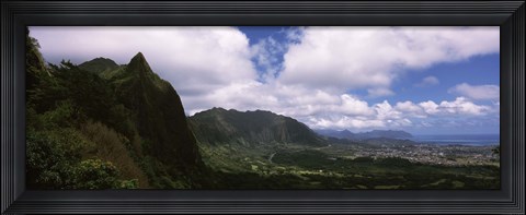 Framed Clouds over a mountain, Kaneohe, Oahu, Hawaii, USA Print