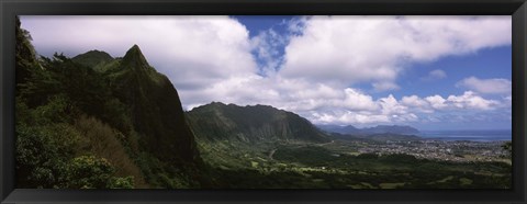 Framed Clouds over a mountain, Kaneohe, Oahu, Hawaii, USA Print