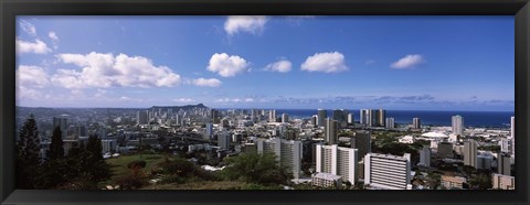 Framed Honolulu City Skyline Print