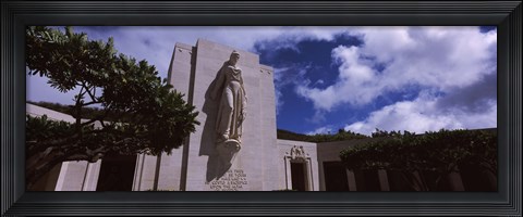 Framed Low angle view of a statue, National Memorial Cemetery of the Pacific, Punchbowl Crater, Honolulu, Oahu, Hawaii, USA Print
