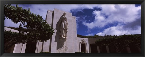 Framed Low angle view of a statue, National Memorial Cemetery of the Pacific, Punchbowl Crater, Honolulu, Oahu, Hawaii, USA Print