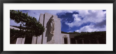 Framed Low angle view of a statue, National Memorial Cemetery of the Pacific, Punchbowl Crater, Honolulu, Oahu, Hawaii, USA Print