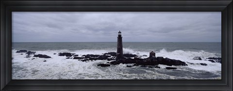 Framed Lighthouse on the coast, Graves Light, Boston Harbor, Massachusetts, USA Print