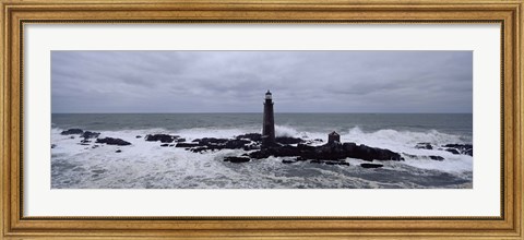 Framed Lighthouse on the coast, Graves Light, Boston Harbor, Massachusetts, USA Print