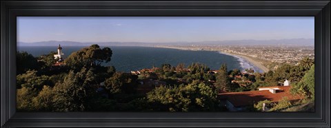 Framed Aerial view of a coastline, Los Angeles Basin, City of Los Angeles, Los Angeles County, California, USA Print