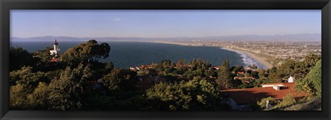 Framed Aerial view of a coastline, Los Angeles Basin, City of Los Angeles, Los Angeles County, California, USA Print