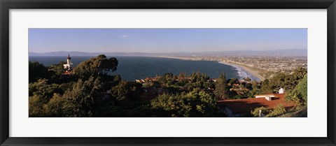 Framed Aerial view of a coastline, Los Angeles Basin, City of Los Angeles, Los Angeles County, California, USA Print